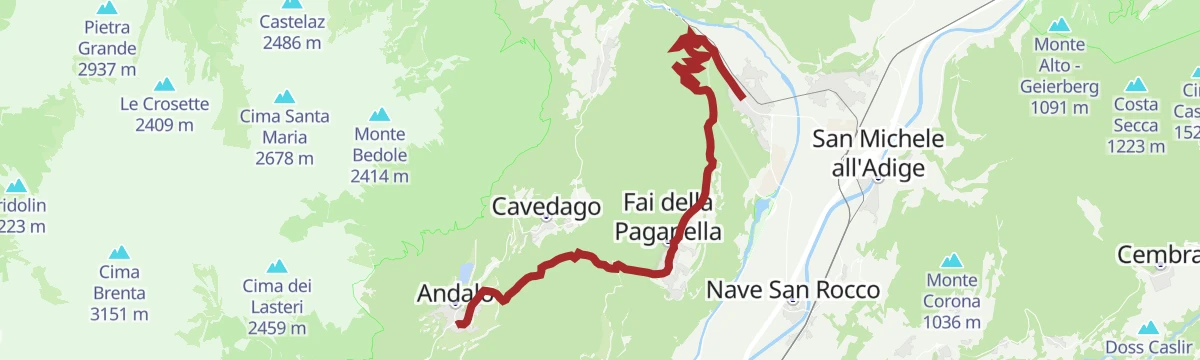 Route map: Fai-Andalo della Paganella